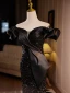 Sexy Black Sequins Evening Dresses 2024 Trumpet / Mermaid Off-The-Shoulder Short Sleeve Backless Floor-Length / Long Evening Party Formal Dresses