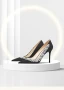 Fashion Black Rhinestone Evening Party Suede Pumps 2024 Leather 10 cm Stiletto Heels Pointed Toe Pumps High Heels