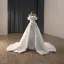 High End Elegante Weiß Handgefertigt Perlenstickerei Applikationen Pailletten Satin Brautkleider / Hochzeitskleider 2025 Ballkleid Off Shoulder Ärmellos Rückenfreies Kapelle-Schleppe