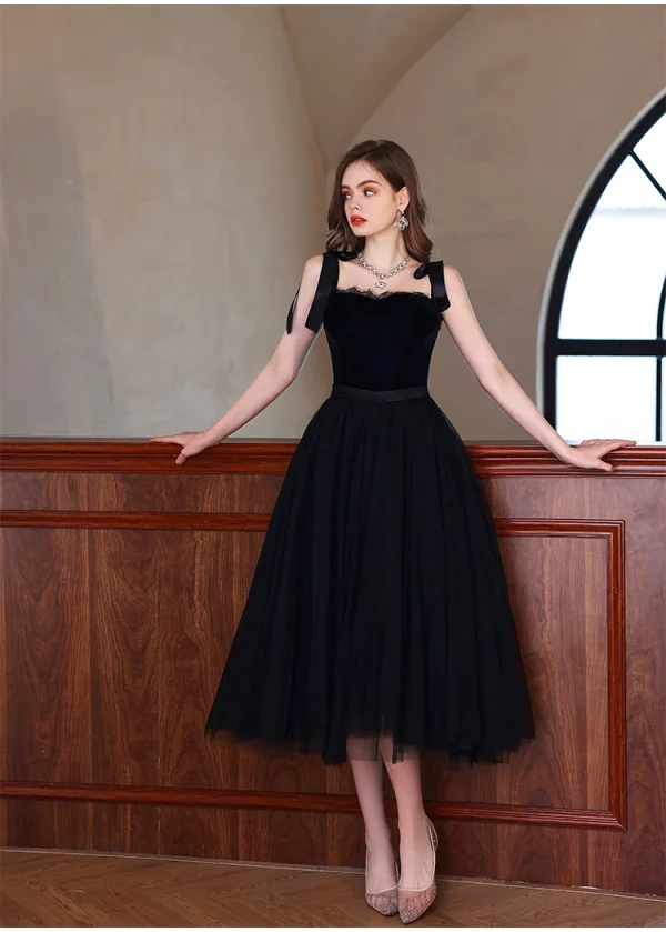 black graduation dresses 2022 Black Sleeveless Party Prom Dress Graduation Gown fg5954 main image 1