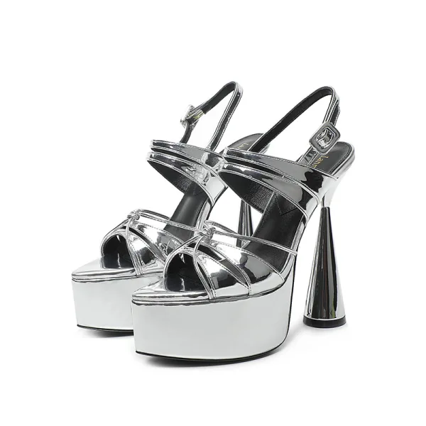 Sexy Red Cocktail Party Womens Sandals 2022 Ankle Strap 13 cm Stiletto Heels Open / Peep Toe Sandals High Heels