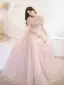 Chic / Beautiful Blushing Pink Beading Appliques Evening Dresses 2022 A-Line / Princess Scoop Neck Short Sleeve Backless Floor-Length / Long Prom Formal Dresses