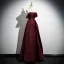 Vintage / Retro Burgundy Prom Dresses 2025 A-Line / Princess Strapless Sleeveless Backless Floor-Length / Long Prom Formal Dresses