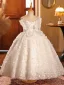 Lovely White Rhinestone Appliques Butterfly Birthday Flower Girl Dresses 2024 Ball Gown Scoop Neck Sleeveless Backless Floor-Length / Long