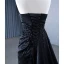 Haut de Gamme Noire Fait main Perlage Robe De Soirée 2023 Trompette / Sirène Bustier Sans Manches Dos Nu Train De Balayage Robe De Ceremonie