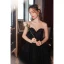 Charming Black Sequins Prom Dresses 2022 A-Line / Princess Organza Strapless Sleeveless Backless Rhinestone Sash Floor-Length / Long Prom Formal Dresses