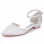 Simple Blanche Demoiselle D'honneur Plate Sandales Femme 2024 Bride Cheville À Bout Pointu Sandales