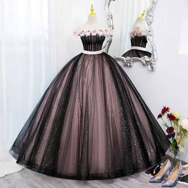 Elegant Tan Rhinestone Sequins Appliques Prom Dresses 2022 Ball Gown Off-The-Shoulder Sleeveless Backless Sash Floor-Length / Long Prom Formal Dresses