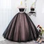 Elegant Tan Rhinestone Sequins Appliques Prom Dresses 2022 Ball Gown Off-The-Shoulder Sleeveless Backless Sash Floor-Length / Long Prom Formal Dresses