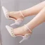 Edles Weiß Perle Brautschuhe 2022 Knöchelriemen Strass 9 cm Stilettos Spitzschuh Brautschuhe Hochhackige