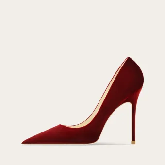 Chic Beautiful Red Evening Party Suede Pumps 2026 Leather 10 Cm Stiletto Heels Pointed Toe Pumps High Heels
