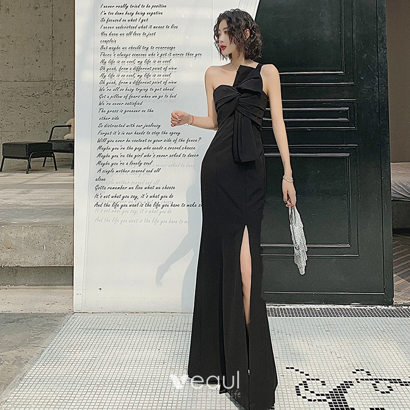 beachy formal dresses Zapakasa Women Dusty Blue Chiffon Formal Dress with Slit A Line One  Shoulder Ruched Weddig Guest Dress