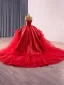 High-end Red Beading Rhinestone Lace Flower Wedding Dresses 2025 Ball Gown Strapless Sleeveless Backless Chapel Train