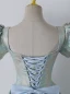 Fashion Mint Green Prom Dresses 2024 A-Line / Princess V-Neck Puffy Short Sleeve Backless Bow Floor-Length / Long Prom Formal Dresses