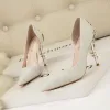 Charming White Metal Flower Glitter Wedding Shoes 2024 10 cm Stiletto Heels Pointed Toe Wedding High Heels PU