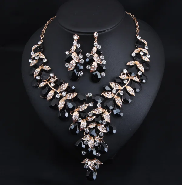 Exaggerated Fuchsia Prom Necklaces 2023 Quinceañera Metal Earrings Necklace Accessories