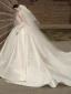 Vintage Ivoor Het Drukken Satijn Royal Train Trouwjurken 2024 Baljurk Strapless Mouwloos Ruglooze Huwelijk