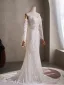 Élégant Blanche Perlage Paillettes Robe De Mariée 2026 Trompette / Sirène De l'épaule 3/4 Manches Dos Nu Longue Mariage