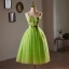 Chic / Beautiful Green Lace Flower Short Homecoming Graduation Dresses 2024 A-Line / Princess Spaghetti Straps Sleeveless Backless Formal Dresses