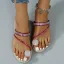 Fashion Gold Summer Beach Rhinestone Womens Sandals 2022 Open / Peep Toe Flat Sandals