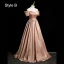 Elegant Khaki Ruffle Satin Prom Dresses 2023 A-Line / Princess Off-The-Shoulder Short Sleeve Backless Floor-Length / Long Prom Formal Dresses