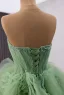 High-end Sage Green Cascading Ruffles Beading Sequins Prom Dresses 2025 Ball Gown Strapless Sleeveless Backless Chapel Train Prom Formal Dresses