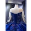 Vintage / Retro High-end Navy Blue Handmade  Beading Sequins Lace Flower Prom Dresses 2023 A-Line / Princess Scoop Neck Long Sleeve Backless Chapel Train