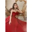 Charmant Rot Satin Abendkleider 2022 A Linie Bandeau Schleife Ärmellos Rückenfreies Gespaltete Front Lange Abend Festliche Kleider