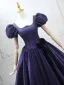 Elegante Violett Ballkleider 2025 Ballkleid Eckiger Ausschnitt Geschwollenes Kurze Ärmel Rückenfreies Lange Ball Festliche Kleider