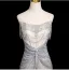 Sexy Silber Grau Perlenstickerei Pailletten Strass Abendkleider 2025 Meerjungfrau Bandeau Ärmellos Rückenfreies Sweep / Pinsel Zug Abend Festliche Kleider