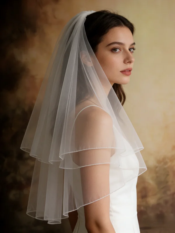 Simple Blanche Tulle Voile De Mariée 2026