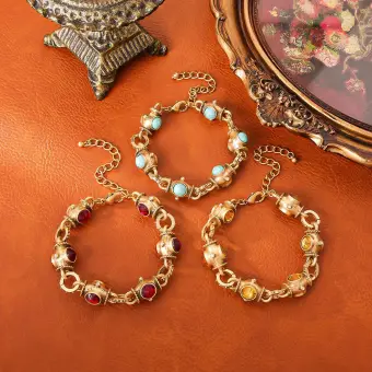 Vintage Rot Handgefertigt Strass Legierung Ball Armbänder 2025 Brautaccessoires