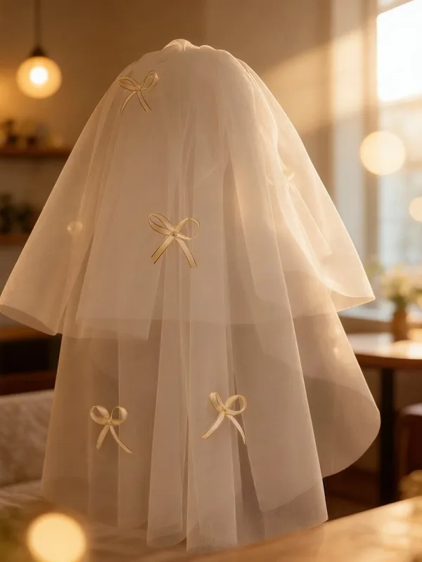 Élégant Blanche Noeud Tulle Voile De Mariée 2026 0.5 m