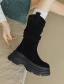 Vintage Brun Suede Gateklær Vinter Boots Dame 2024 Lær 8 cm Kilehæl Spisse Boots