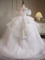 Charming White Beading Sequins Pearl Rhinestone Cascading Ruffles Flower Girl Dresses 2023 Ball Gown Scoop Neck Short Sleeve Sweep Train Birthday Flower Girl Dresses