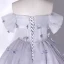 Chic / Beautiful Grey Butterfly Prom Dresses 2022 Ball Gown Off-The-Shoulder Short Sleeve Backless Floor-Length / Long Prom Formal Dresses