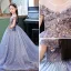 Chic / Beautiful Pool Blue Beading Sequins Lace Flower Evening Party Flower Girl Dresses 2022 Ball Gown Scoop Neck Short Sleeve Court Train Flower Girl Dresses