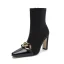 Fashion Black Street Wear Fall Winter Womens Boots 2023 9 cm Thick Heels Pointed Toe Womens Boots