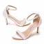 Sexy Beige Pearl Wedding Shoes 2023 Ankle Strap 8 cm Stiletto Heels Open / Peep Toe Wedding Sandals High Heels