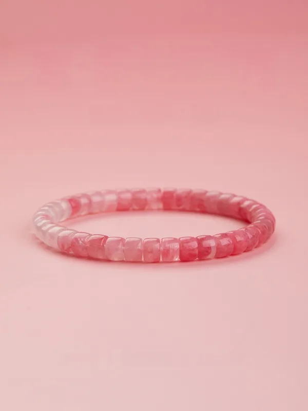 Mode Farbverlauf Rosa Kirschblüte Handgefertigt Natürlicher Kristall Armbänder Brautaccessoires 2025
