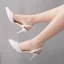 Simple Blanche Perle Chaussure De Mariée 2024 7 cm Talons Aiguilles À Bout Pointu Mariage Talons Hauts