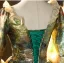 Vintage / Retro Medieval Green Glitter Bow Cosplay Lolita Prom Dresses 2024 Ball Gown Square Neckline Bell sleeves Backless Floor-Length / Long Formal Dresses
