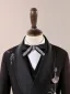 Chinese style Black Rhinestone 6-piece Long Sleeve Boys Wedding Suits 2025 Body Jewellery Coat Pants Shirt Tie Vest