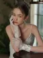 Elegant Lace Flower White Wedding Bridal Gloves 2025 Tulle