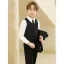 Fashion Black 5-piece Long Sleeve Boys Wedding Suits 2023 Coat Pants Shirt Tie Vest Wedding