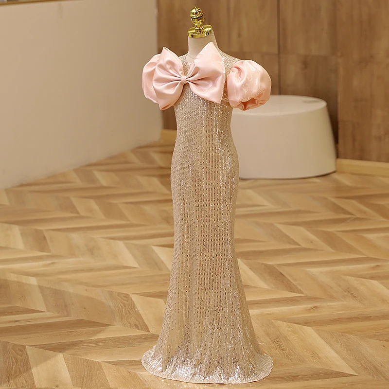chinese dress ladies Black Mermaid Flower Girl Dress with Lace & Tulle 5 / Dress/Plain Satin Sash