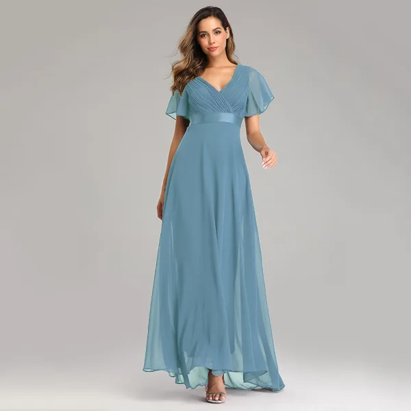 white bridesmaid dress with black sash A-line Chiffon Halter Ruched Sash High Low Bridesmaid Dresses US2 / As Picture main image 0
