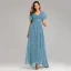 Modest / Simple Black Bridesmaid Dresses 2023 A-Line / Princess V-Neck Short Sleeve Backless Sash Floor-Length / Long Bridesmaid Dresses