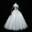 Elegant Mint Green Prom Dresses 2022 Ball Gown Off-The-Shoulder Beading Pearl Rhinestone Sleeveless Backless Floor-Length / Long Prom Formal Dresses