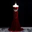 Classy Burgundy Rhinestone Velvet Evening Dresses 2025 Trumpet / Mermaid Off-The-Shoulder Short Sleeve Backless Sweep Train Evening Party Formal Dresses